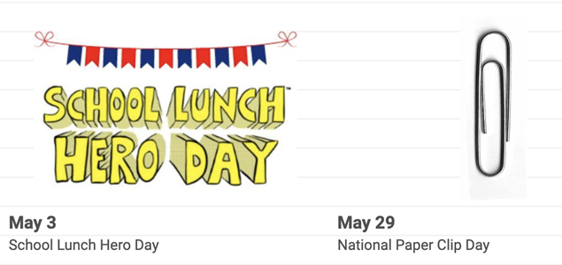 School lunch hero day and paperclip